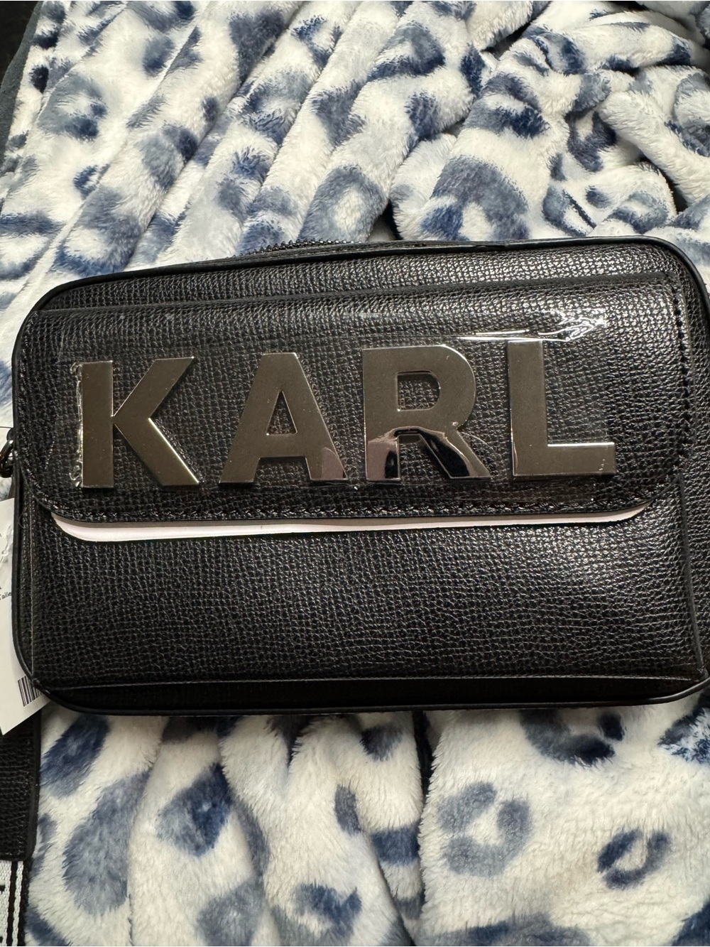Karl Lagerfeld Black Leather Crossbody Bag